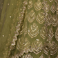 Rajwada Olive Green Embroidered Semi Stitched Net Lehenga Set With Dupatta And Unstitched Blouse For Women