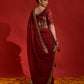 Rajwada Maroon Embroidered Georgette Saree With Unstitched Blouse For Women