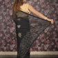 Rajwada Black Foil Printed Chiffon Saree with Unstitched Blouse for Women