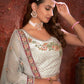 Rajwada White Net Embroidered Semi Stitched Lehenga With Unstitched Blouse for Women