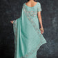 Rajwada Blue Embroidered Georgette Saree With Unstitched Blouse For Women