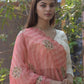 Rajwada Peach Embroidered Simmar Saree with Unstitched Blouse for Women
