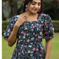 Rajwada Black Georgette Stitched Floral Printed Indo Western Dress For Women