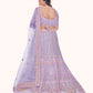 Rajwada Lavender Embroidered Soft Net Semi Stitched Lehenga With Blouse For Women