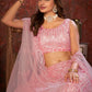 Rajwada Pink Net Embellished Semi Stitched Lehenga With Unstitched Blouse for Women
