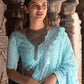 Rajwada Light Blue Sequins Embroidered Georgette Saree with Unstitched Blouse for Women