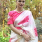 Rajwada Off White Floral Printed Soft Organza Saree with Unstitched Blouse for Women