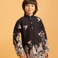 Rajwada Black Viscose Silk Embroidered Kurta Set For Kids