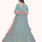 Rajwada Blue Embroidered Silk Blend Semi Stitched Lehenga With Blouse For Women