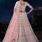 Rajwada Off White Embroidered Soft Net Semi Stitched Lehenga With Blouse For Women