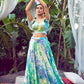 Rajwada - Sea Green and Blue Stitched Lehenga