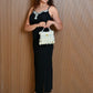 Rajwada Silver Suede Embellished Clutch For Women