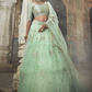 Rajwada Women Sea Green Sequins, Zari Semi Stitched Lehenga With Unstitched Blouse