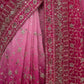 Rajwada Pink Georgette Embellished Solid Saree For Women