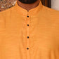 Rajwada Yellow Woven Cotton Polyester Kurta Set For Men