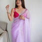 Rajwada Pink Organza Embroidered Saree With Unstitched Blouse For Women