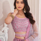 Rajwada Pink Net Embellished Semi Stitched Lehenga With Unstitched Blouse for Women