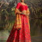 Rajwada Red Silk Blend Embroidered Semi-Stitched Lehenga Choli For Women