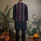 Rajwada Black Viscose Silk Embroidered Stitched Kurta For Men