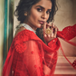 Rajwada Women Red Embroidered Soft Net Semi Stitched Lehenga With Unstitched Blouse