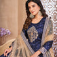 Rajwada Blue Tafeta Embroidered Semi stitched Kurta Set For Women