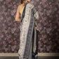 Rajwada Grey Silk Blend Woven Saree With Unstitched Blouse For Women