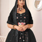 Rajwada Black Net Embellished Semi Stitched Lehenga With Unstitched Blouse for Women