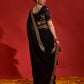 Rajwada Black Embroidered Georgette Saree With Unstitched Blouse For Women