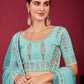 Rajwada Sky Blue Georgette Embellished Semi Stitched Lehenga With Unstitched Blouse for Women