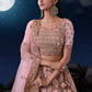 Rajwada Pink Embroidered Soft Net Semi Stitched Lehenga With Blouse For Women