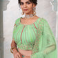 Rajwada Green Net Embroidered Semi Stitched Lehenga With Unstitched Blouse for Women