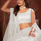 Rajwada White Net Embellished Semi Stitched Lehenga With Unstitched Blouse for Women