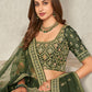 Rajwada Green Organza Blend Embroidered Semi Stitched Lehenga With Unstitched Blouse for Women
