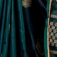Rajwada Dark Green Satin Woven Saree With Unstitched Blouse For Women