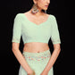 Rajwada - Sea Green Georgette Embroidered Saree with Unstitched Blouse