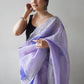 Rajwada Light Purple Organza Printed Saree With Unstitched Blouse For Women
