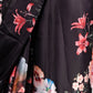Black Soft Crepe Digital Floral Print Saree With Unstitched Blouse