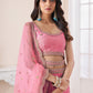 Rajwada Pink Net Embroidered Semi Stitched Lehenga With Unstitched Blouse for Women