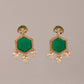 Rajwada - Green Stone and White Pearl Choker Set Earrings