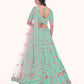 Rajwada Sea Green Embroidered Soft Net Semi Stitched Lehenga With Blouse For Women