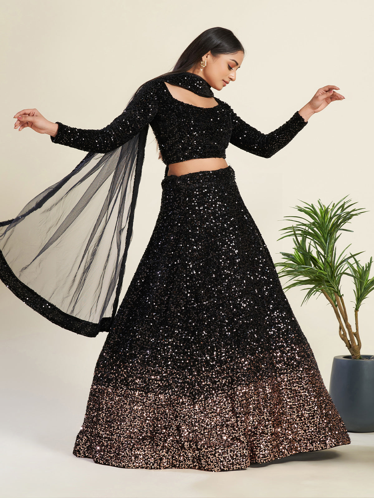 Rajwada - Black Sequins Lehenga