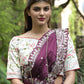 Rajwada Purple Embroidered Satin Georgette Saree with Unstitched Blouse for Women