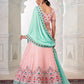 Rajwada Pink Georgette Embroidered Semi Stitched Lehenga With Unstitched Blouse for Women