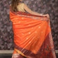 Rajwada Orange Woven Satin Saree With Unstitched Blouse For Women
