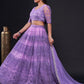 Rajwada Women Lavender Net Embroidered Semi Stitched Lehenga Choli