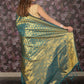 Rajwada Blue Silk Blend Woven Saree With Unstitched Blouse For Women