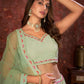 Rajwada Green Georgette Embellished Semi Stitched Lehenga With Unstitched Blouse for Women