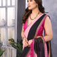 Rajwada Peach And Black Georgette Lace Work Saree With Unstitched Blouse For Women