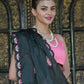 Rajwada Black Floral Embroidered Georgette Saree with Unstitched Blouse for Women