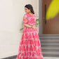 Rajwada Pink Georgette Printed Stitched Gown For Women